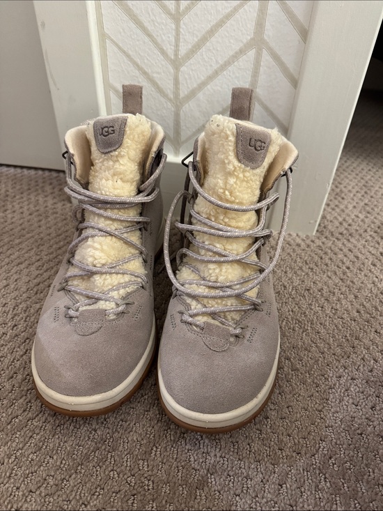 UGG Shoes - UGG Taupe Suede Shearling-Lined Winter Boots